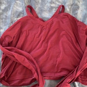 Long sleeve off shoulder burgundy crop top